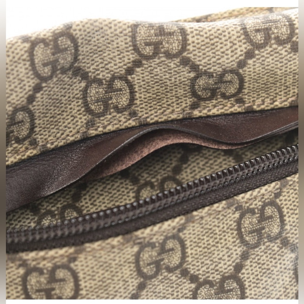 Gucci GG Monogram Double Pocket Belt Bag Dark Brown - used/shows wear - Picture 10 of 12